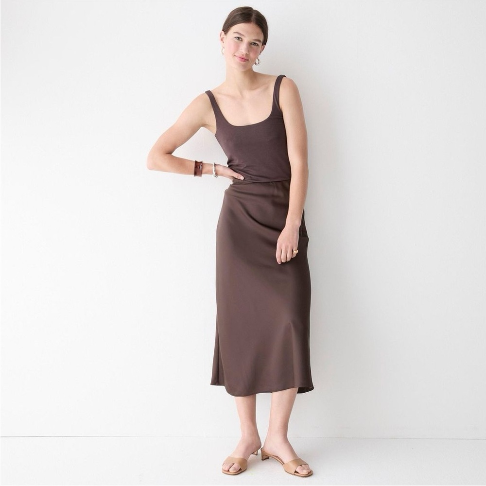 J.Crew Gwyneth Slip Skirt in Chocolate Brown